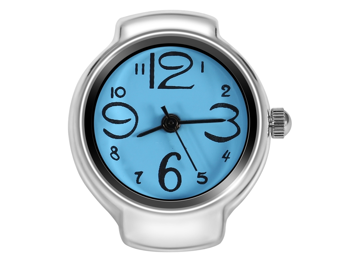 Reloj Anillo De Cuarzo Redondo Para Mujer Y Hombre Moda Azul