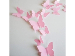 Adesivos De Parede Removíveis De Borboleta 3d Para Decoração De Casa E Quarto Slowmoose (rosa)