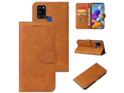 Capa De Couro Texturizada Para Samsung Galaxy A21s Com Fivela Horizontal, Suporte, Compartimentos Para Cartões E Carteira.