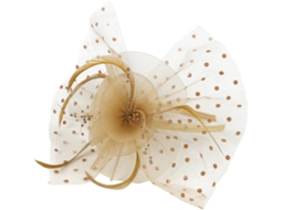 Tiara Vintage De Renda E Tule Dourado Com Flores, Elegante Chapéu De Noite.