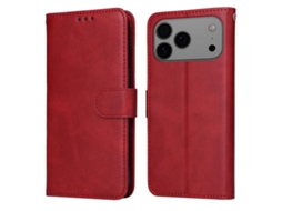 Capa Flip De Couro Para Iphone 17 Pro Max - Textura De Bezerro Clássica