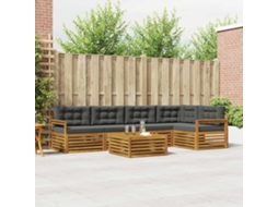 Vidaxl Conjunto De Sofás Para Exterior 6 Unid. Natural E Antracite