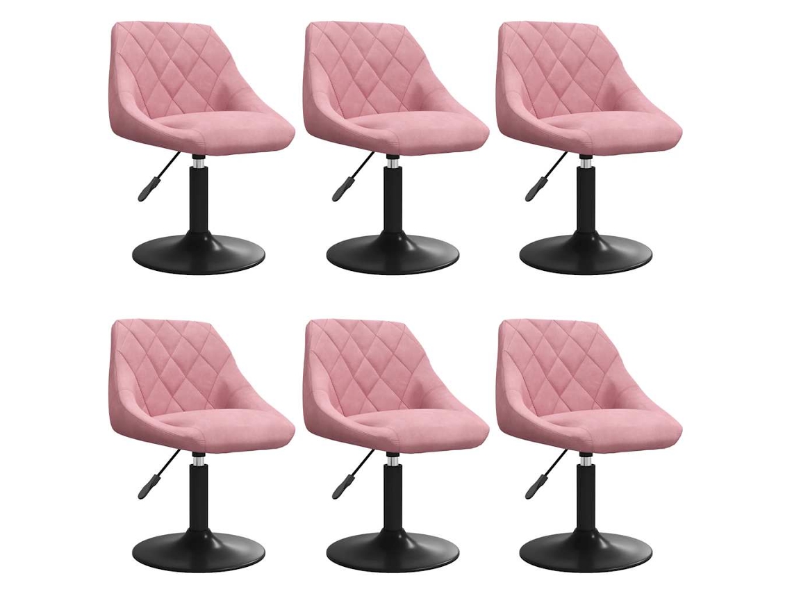 Vidaxl Cadeiras De Jantar Giratórias 6 Pcs Veludo Rosa