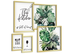 Conjunto De Pinturas Cozinha Plantas Frases Positivas Espelharte (5 Peças)