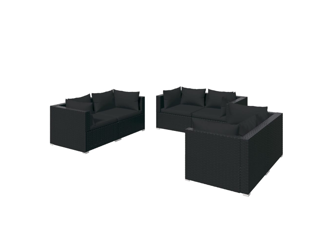 Garden Lounge Set, Garden Lounge Sets Vidaxl Preto Rattan / Vime (n/a)