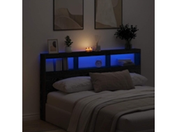Vidaxl Armário Cabeceira C/ Luzes Led 180x17x102 Cm Carvalho Preto