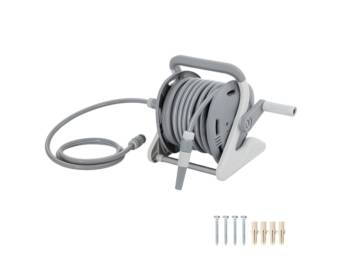 Carretel Mangueira Jardim Parede 20e X Portátil Com - Cinzento 2m Ø15mm Bocal2modos