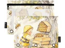 Pasta Honey Tree Fichário Com Janela Transparente, Estojo Grande E Resistente, Pasta Com Três Compartimentos