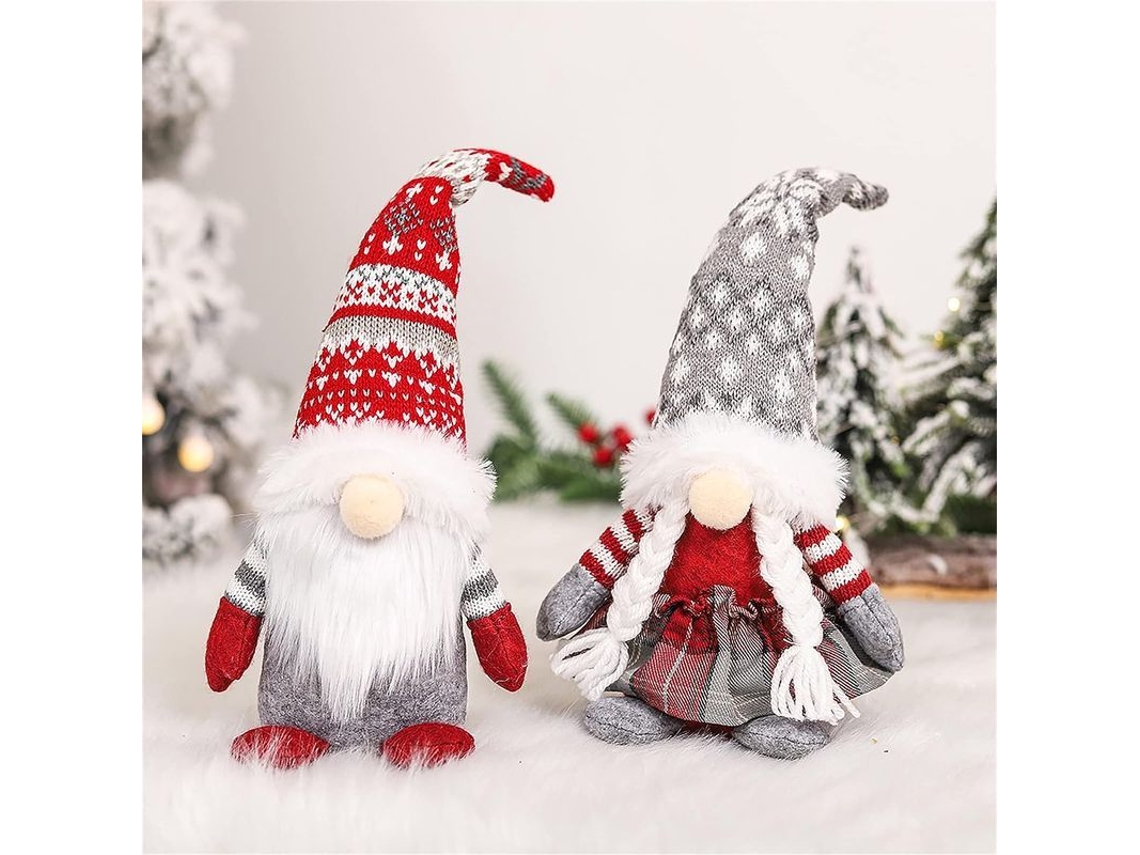 Decoração De Natal Boneco Plush Gnome, Par Sem Rosto 2 Peças Linjou