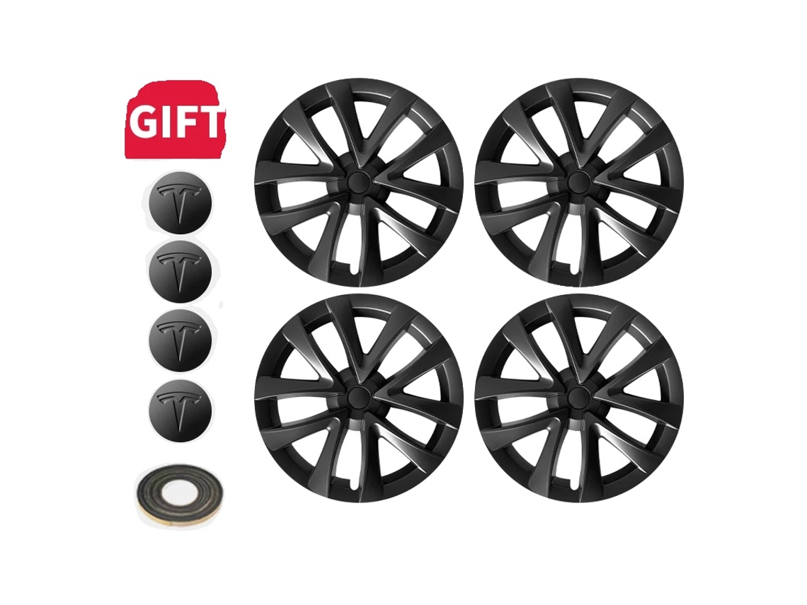 Tampa De Roda, Design De 18 Polegadas, Capa De Aro Completo, Preto Fosco, Tesla, Modelo 3 18polegadas