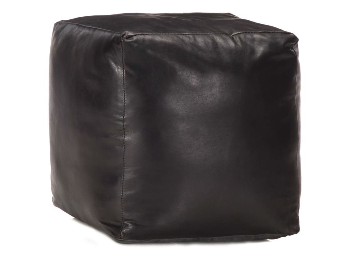 Vidaxl Pufe 40x40x40 Cm Couro De Cabra Genuíno Preto