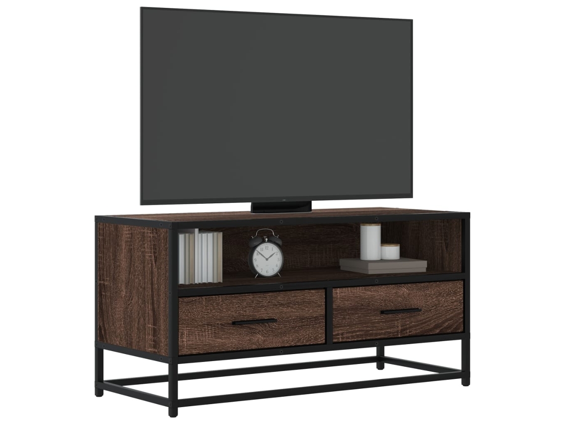 Vidaxl Móvel P/ Tv 80x34,5x40cm Deriv. Madeira/metal Carvalho Castanho