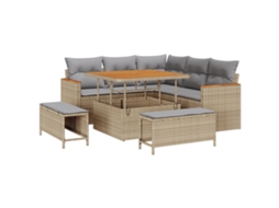Conjunto 8 Sofá Modular Vidaxl Bege Vime Pe (100 X 100 X 71 Cm)