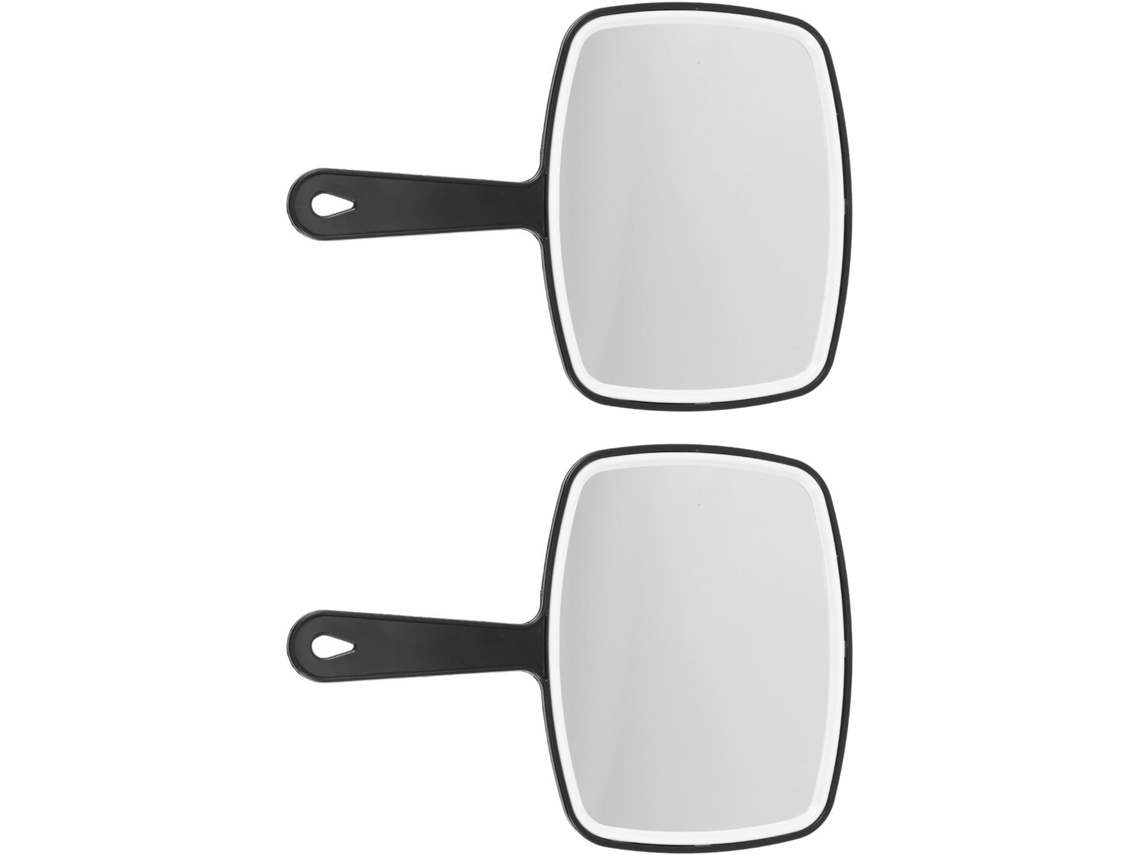 Conjunto De 2 Espelhos De Maquiagem Portáteis Pretos Em Plástico De Alta Velocidade.