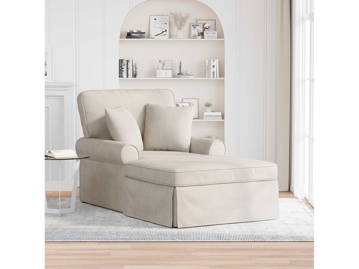 Vidaxl Chaise Lounge Com Saia Com Almofada Creme 157 X 91 X 91 Cm Ares