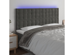 Vidaxl Cabeceira De Cama C/ Led Veludo 160x5x118/128 Cm Cinza-escuro