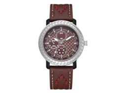 Reloj De Pulsera Analógico De Cuarzo Casual Deportivo Para Hombre Con Correa De Cuero Pu Marrón Oscuro