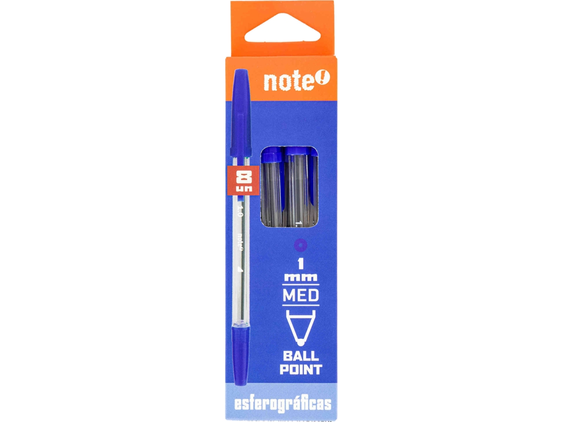 Conjunto 8 Esferográficas Ball Point Azul NOTE!