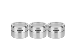 3pcs Recipiente Condimentos Aço Inoxidável Tampa Vedada Malha Fina Ímã