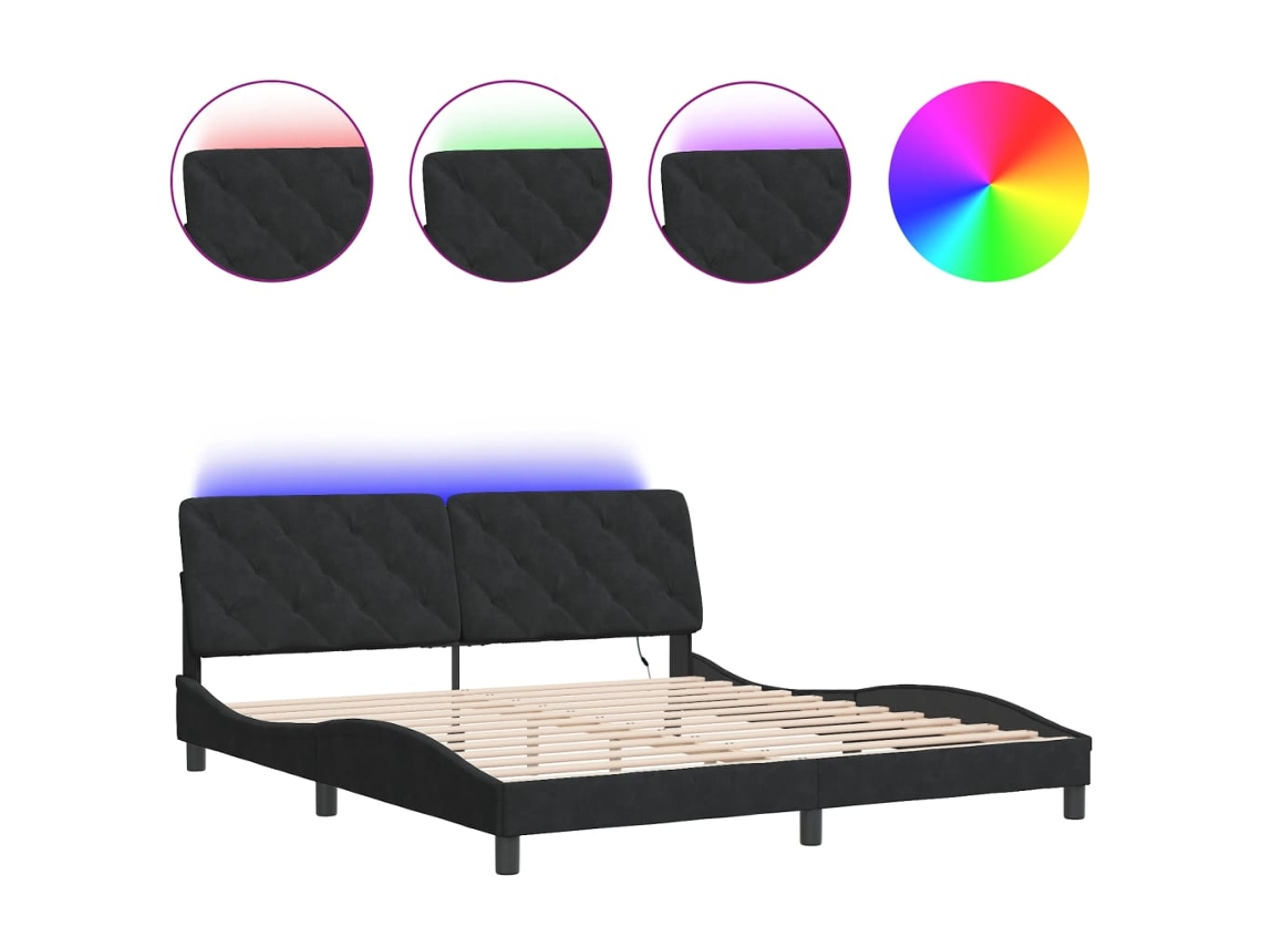 Bed Frame, Bed Frames Vidaxl Preto Veludo (180 X 200 Cm)