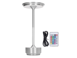 Lâmpada de Mesa Led Recarregável RGB 16 Cores Sem Fio com Controle Remoto Prata