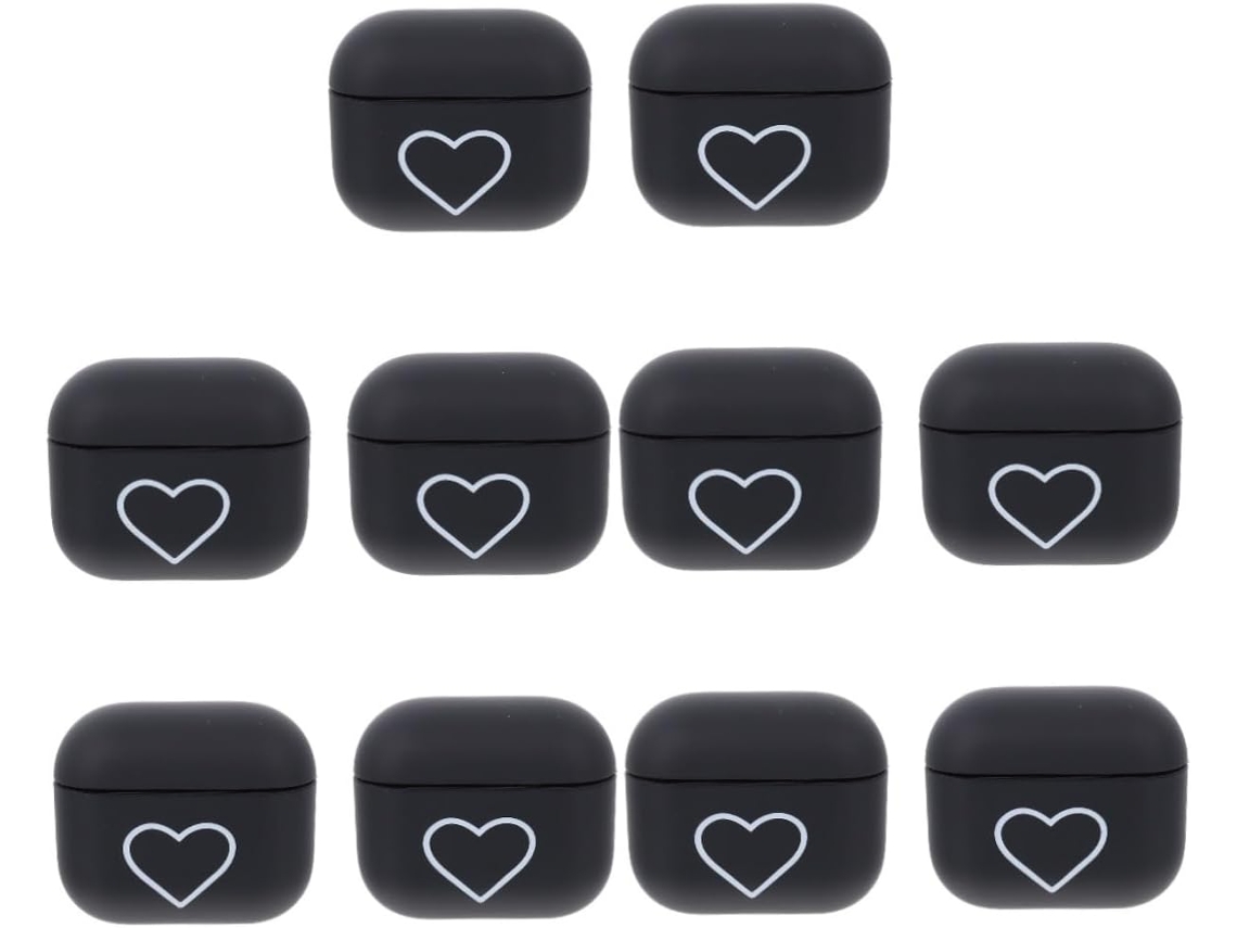 Estojo para Fone de Ouvido Sem Fio com 10 Peças e Estampa de Coração, Compatível e Durável. SFUSHOS