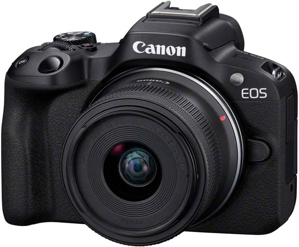 Máquina Fotográfica Mirrorless CANON EOS R50 + Objetiva RF-S 18-45mm f4.5-6.3 IS STM + Objetiva RF-S 55-210mm F5-7.1 IS STM (Encaixe: Canon RF - Abertura: F4.5-6.3 /F5-7.1 IS STM)