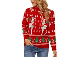 Laxiscreed Cárdigan De Natal Feminino Com Estampa De Floco De Neve Vermelho Tamanho M