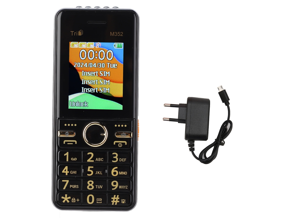 2026zentro-telefone Celular Para Idosos 2g Gsm 3 Chips Bateria 3600mah Desbloqueado Botões Presente Preto Plugue Eu 100‑240v