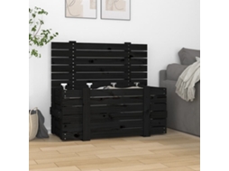 Vidaxl Caixa De Arrumação 91x40,5x42 Cm Madeira De Pinho Maciça Preto