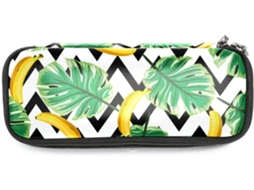 Estojo Grande Com Design Em Ziguezague De Folhas Palmeira E Banana, Organizador De Maquiagem, Ideal Escola