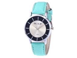 Relógio de pulso masculino moderno com pulseira de PU, mostrador redondo e mecanismo de quartzo (creme menta)