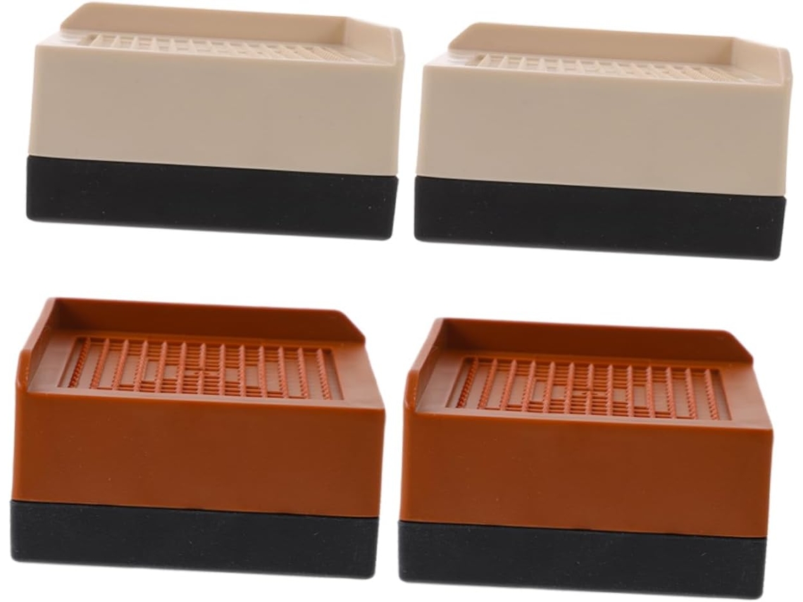 Conjunto de 4 Peças de Mobiliário para Elevação de Cama, Semicírculo, Marrom e Bege. GOKOCO