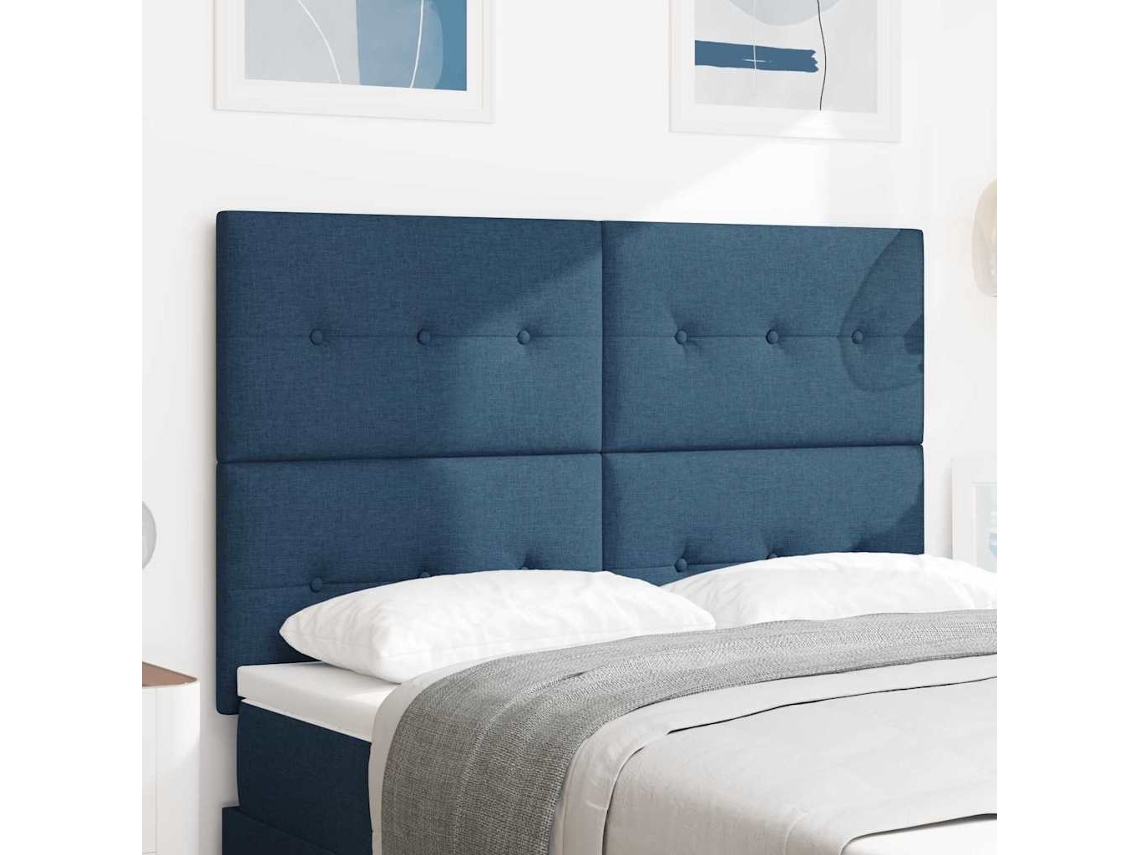 Vidaxl Cabeceira Led Com Fitas Led Com Cabeceira Azul 160 Cm Tecido