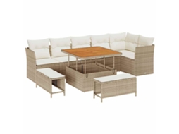 Conjunto 9 Conjunto De Móveis De Jardim Vidaxl Bege Vime Pe (100 X 100 X 71 Cm)