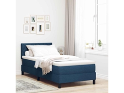 Vidaxl Cama Box Com Cabeceira Manual Azul 90 X 190 Cm Tecido