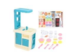 Ats conjunto de Cozinha Infantil com 44 Peças Interatsivo para Meninos e Meninas Jogo de Papéis com Forno e Acessórios Azul