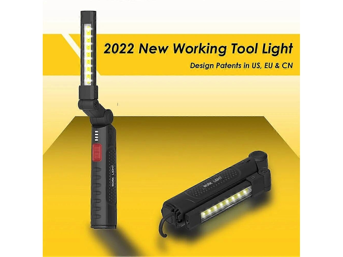 Luz De Trabalho Led Com 6 Modos Para Camping, Lanterna Cob Recarregável Usb À Prova Dágua Com Ímã Led, Dobrável Em 360° Olysi Shop