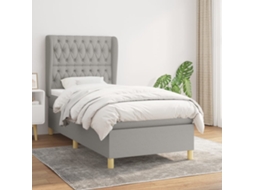 Cama Com Molas/colchão 100x200 Cm Tecido Cinzento-claro