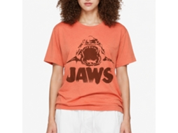 Rockinstone Jaws Movie Neon Jaws Heather Retro Coral Adult T-shirt Size:s