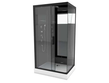Cabine De Duche Com Hidromassagem Aurlane Black Mirroir 2 Estrutura Em Alumínio 110 X 80 X 220 Cm Preto