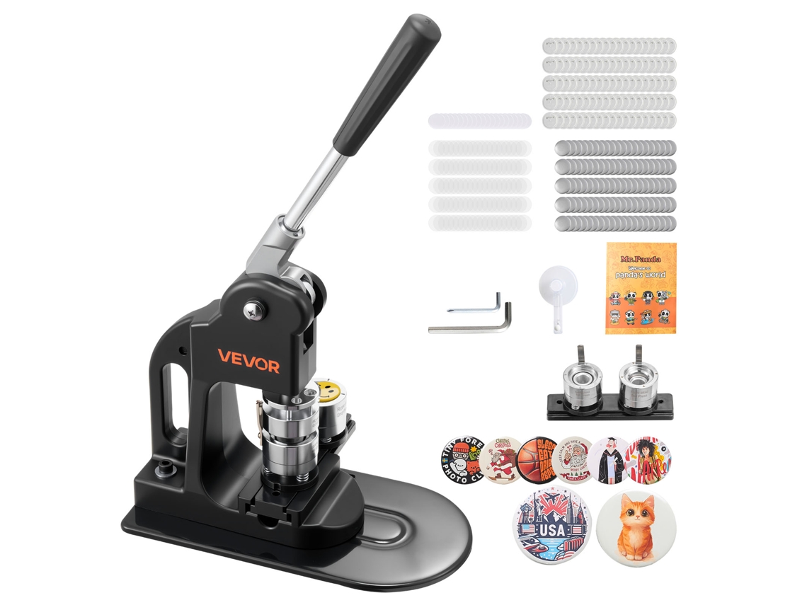 Vevor Máquina Para Fazer Crachás De 25 Mm, 500 Conjuntos De Botões, Preta