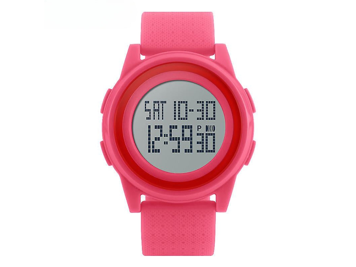 Relógio de Pulso Digital Impermeável de Desporto com Display Grande Angular e Mulher Rosa Vermelha VEANXIN