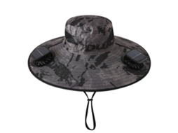Chapéu com Ventilador Solar , Recarregável, para Pesca e Atividades Ao Ar Livre. MDUG (quadrado Camuflado Cinza Escuro)