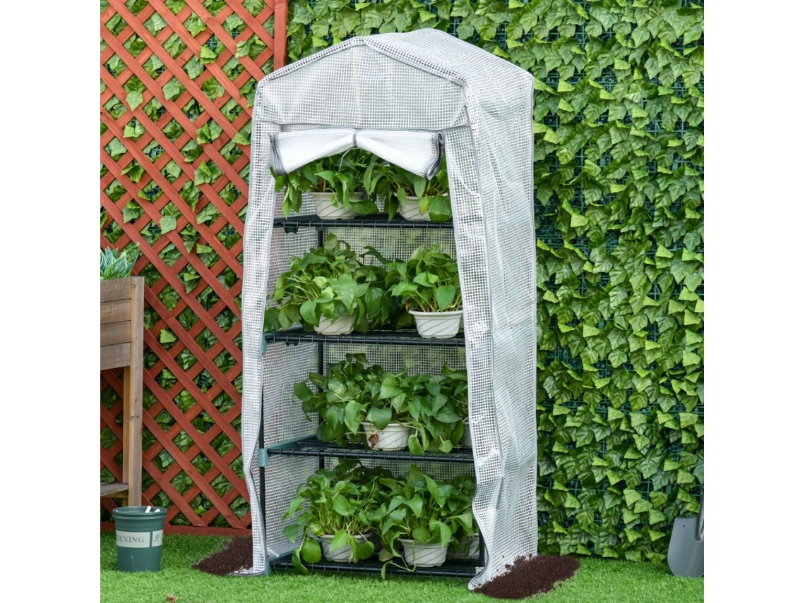 Estufa de película, pequena, mini, para plantas, 4 prateleiras, 70x50x160 cm, Branca ZIWEI STORE