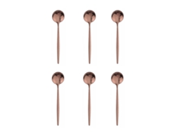 Conjunto de 6 Colheres Pequenas de Aço Inoxidável, Colheres de Servir Pretas e Douradas. MDUG (rosa)