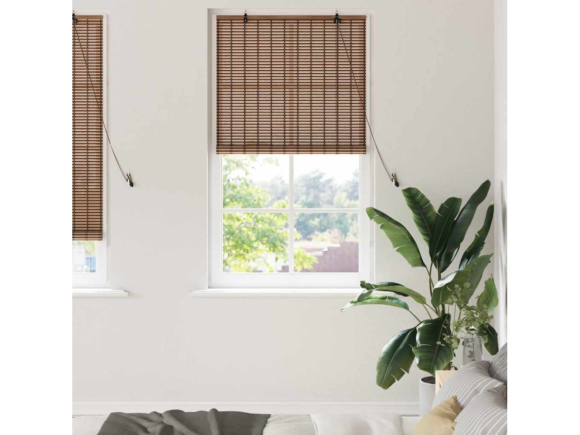 Vidaxl Estores De Rolo Castanho 90 X 220 Cm Bambu