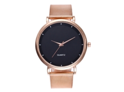 Relógio de Pulso de Quartzo com Pulseira de Malha Estilo Fashion Esfera Redonda Preto