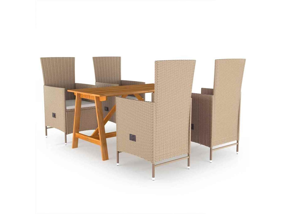 Dining Set, Dining Sets Vidaxl Bege Rattan / Vime (n/a)