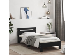 Estrutura Cama Cabeceira 75x190 Cm Derivados De Madeira Preto